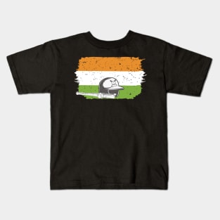 Indian Baseball Player Bat Ball Helmet Fan India Flag Kids T-Shirt